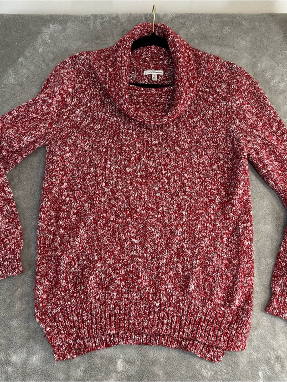 Croft & Barrow Knit Sweater Womens With A Cowl Neck Color Red/White Size Medium
